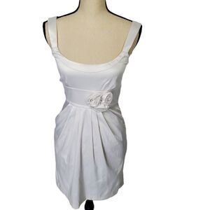 Wishes White Satin Dress With Pockets